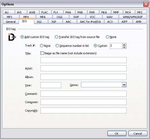 At "Title" field, if you check "Name as file name (not include extension)", M4A MP3 Converter will set Title as file name when converting.